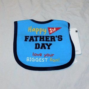 Baby First Father's Day Bib Blue Fan Sports Dad 1st Fathers Unisex NEW